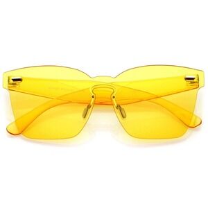 Rimless Sunglasses‎ Yellow Tinted Lens Fashion Trendy Sun Glasses UV400 Protect